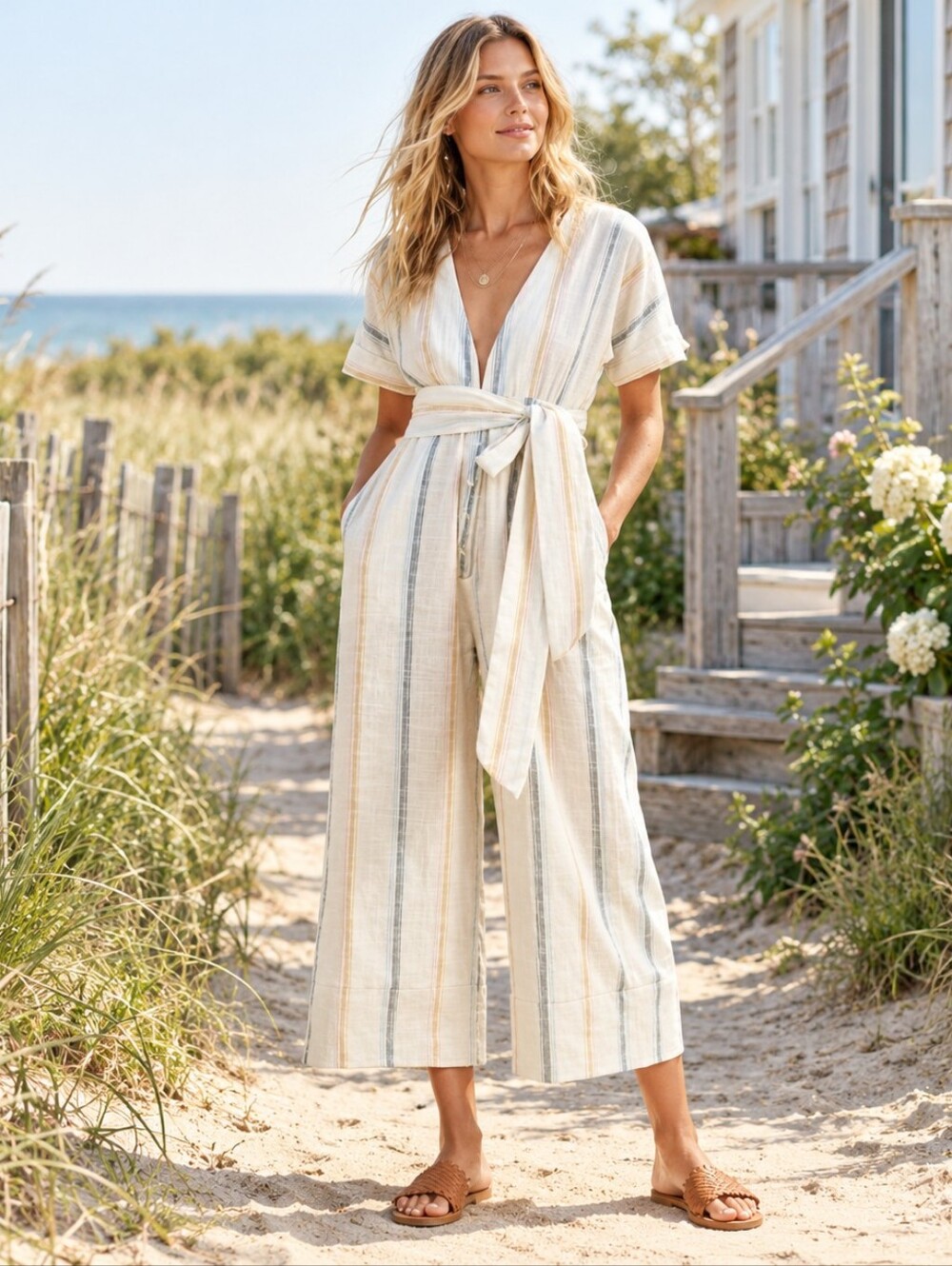 Billabong x The Salty Blonde Dream Weaver Striped Jumpsuit Beachy Women's S